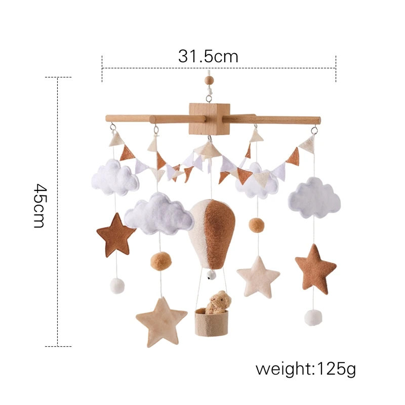 Baby Crib Mobile Wooden Bed Bell Rattle Toy Soft Felt Hot Air Balloon Wind Chime Pendant Newborn Comfort Bed Bell Toys Baby Gift Baby Crib Mobile Wooden Bed Bell Rattle Toy Soft Felt Hot Air Balloon Wind Chime Pendant Newborn Comfort Bed Bell Toys Baby Gift