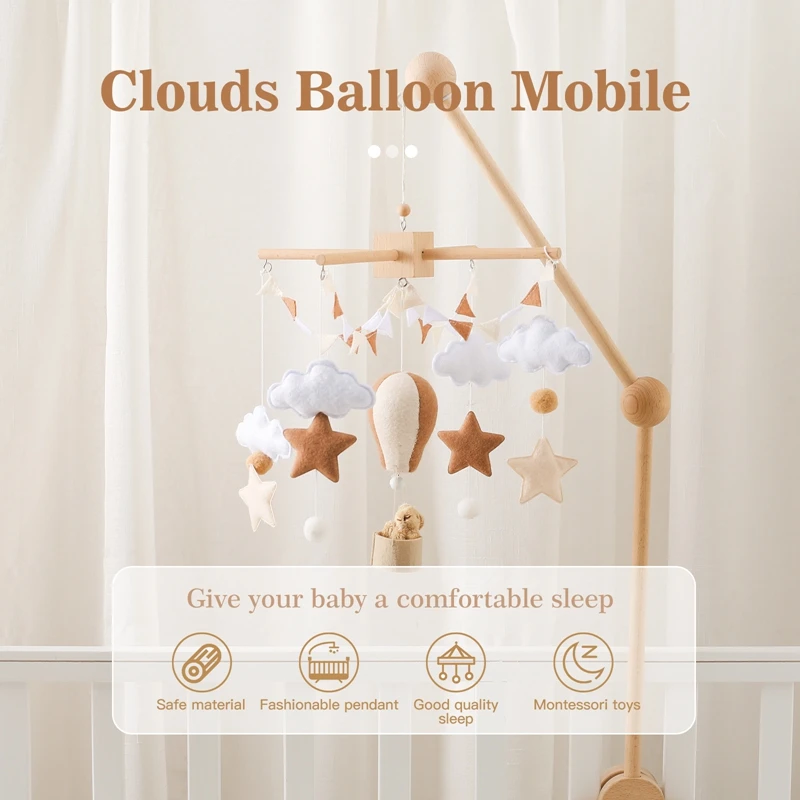 Baby Crib Mobile Wooden Bed Bell Rattle Toy Soft Felt Hot Air Balloon Wind Chime Pendant Newborn Comfort Bed Bell Toys Baby Gift Baby Crib Mobile Wooden Bed Bell Rattle Toy Soft Felt Hot Air Balloon Wind Chime Pendant Newborn Comfort Bed Bell Toys Baby Gift