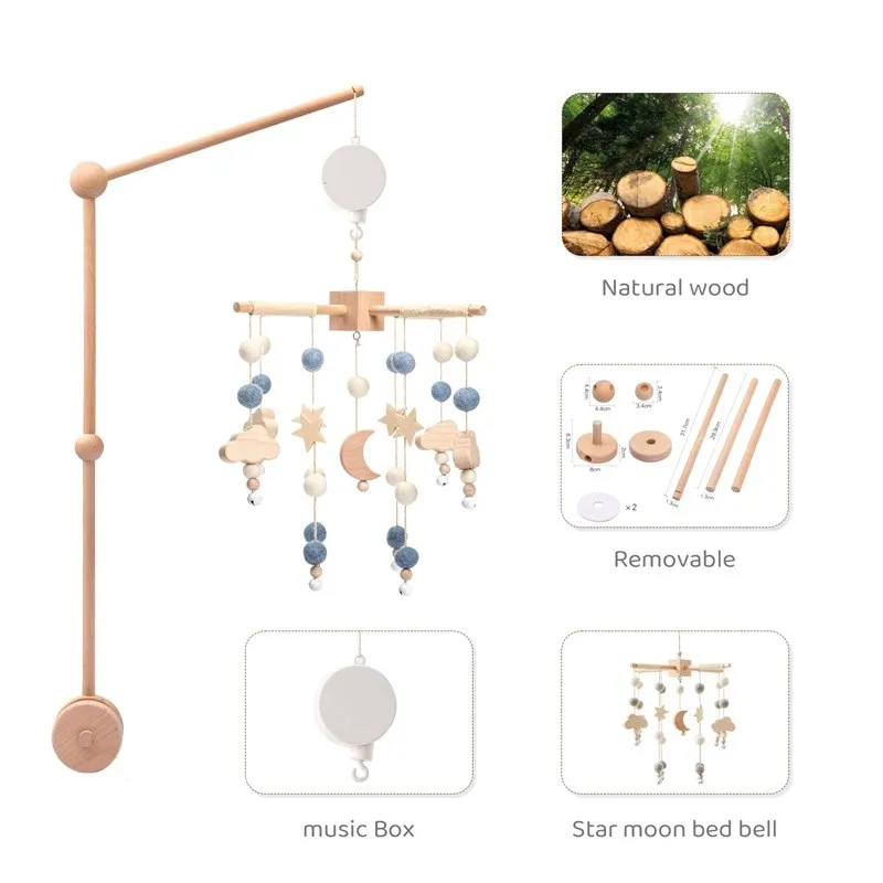 Baby Crib Mobile Wooden Bed Bell Rattle Toy Soft Felt Hot Air Balloon Wind Chime Pendant Newborn Comfort Bed Bell Toys Baby Gift Baby Crib Mobile Wooden Bed Bell Rattle Toy Soft Felt Hot Air Balloon Wind Chime Pendant Newborn Comfort Bed Bell Toys Baby Gift