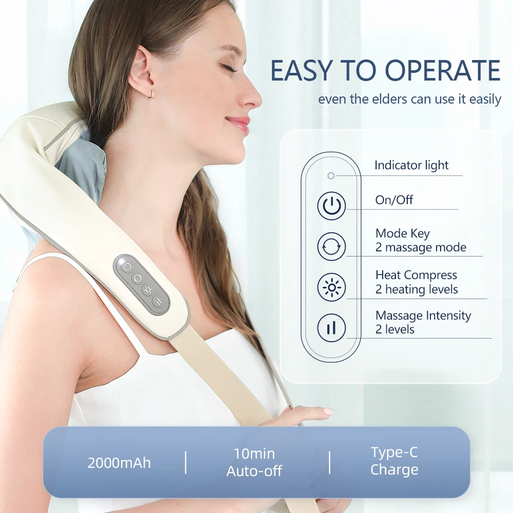 Foreverlily 26W Neck And Shoulder Massager Wireless Shoulder And Back Kneading Massage Shawl Trapezius Neck Cervical masajeador Foreverlily 26W Neck And Shoulder Massager Wireless Shoulder And Back Kneading Massage Shawl Trapezius Neck Cervical masajeador