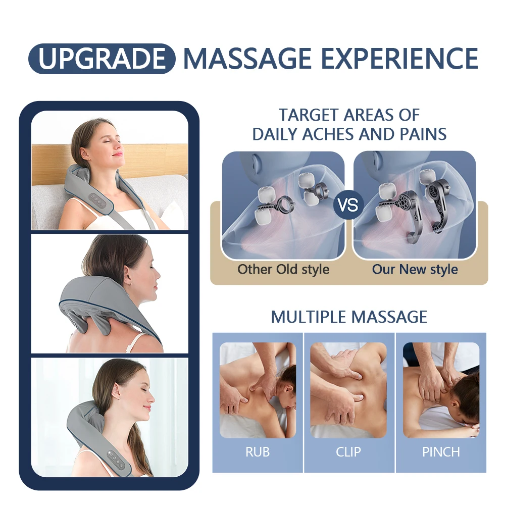 Foreverlily 26W Neck And Shoulder Massager Wireless Shoulder And Back Kneading Massage Shawl Trapezius Neck Cervical masajeador Foreverlily 26W Neck And Shoulder Massager Wireless Shoulder And Back Kneading Massage Shawl Trapezius Neck Cervical masajeador