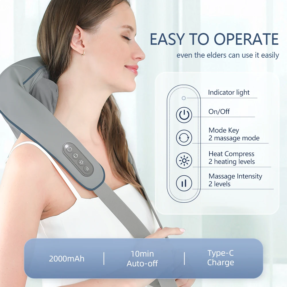 Foreverlily 26W Neck And Shoulder Massager Wireless Shoulder And Back Kneading Massage Shawl Trapezius Neck Cervical masajeador Foreverlily 26W Neck And Shoulder Massager Wireless Shoulder And Back Kneading Massage Shawl Trapezius Neck Cervical masajeador