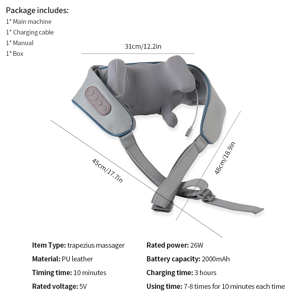 Foreverlily 26W Neck And Shoulder Massager Wireless Shoulder And Back Kneading Massage Shawl Trapezius Neck Cervical masajeador Foreverlily 26W Neck And Shoulder Massager Wireless Shoulder And Back Kneading Massage Shawl Trapezius Neck Cervical masajeador