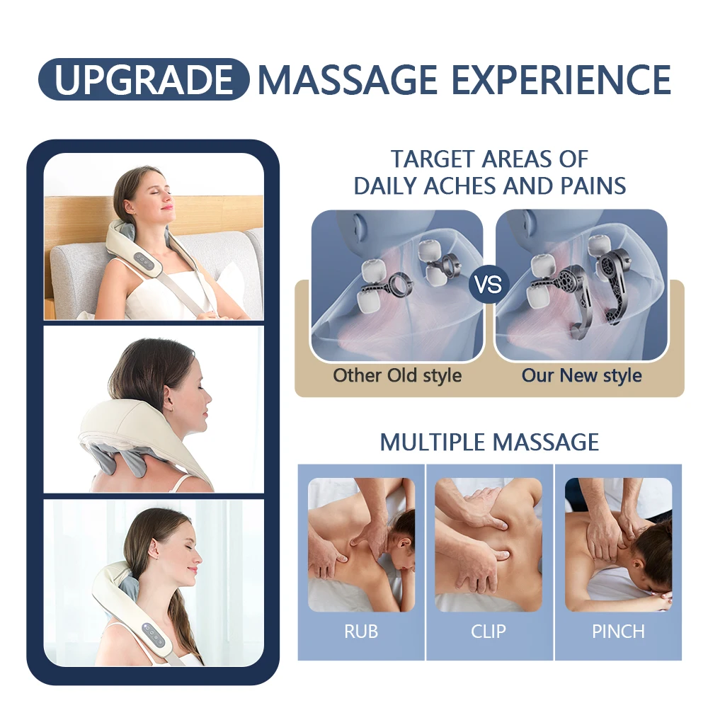 Foreverlily 26W Neck And Shoulder Massager Wireless Shoulder And Back Kneading Massage Shawl Trapezius Neck Cervical masajeador Foreverlily 26W Neck And Shoulder Massager Wireless Shoulder And Back Kneading Massage Shawl Trapezius Neck Cervical masajeador