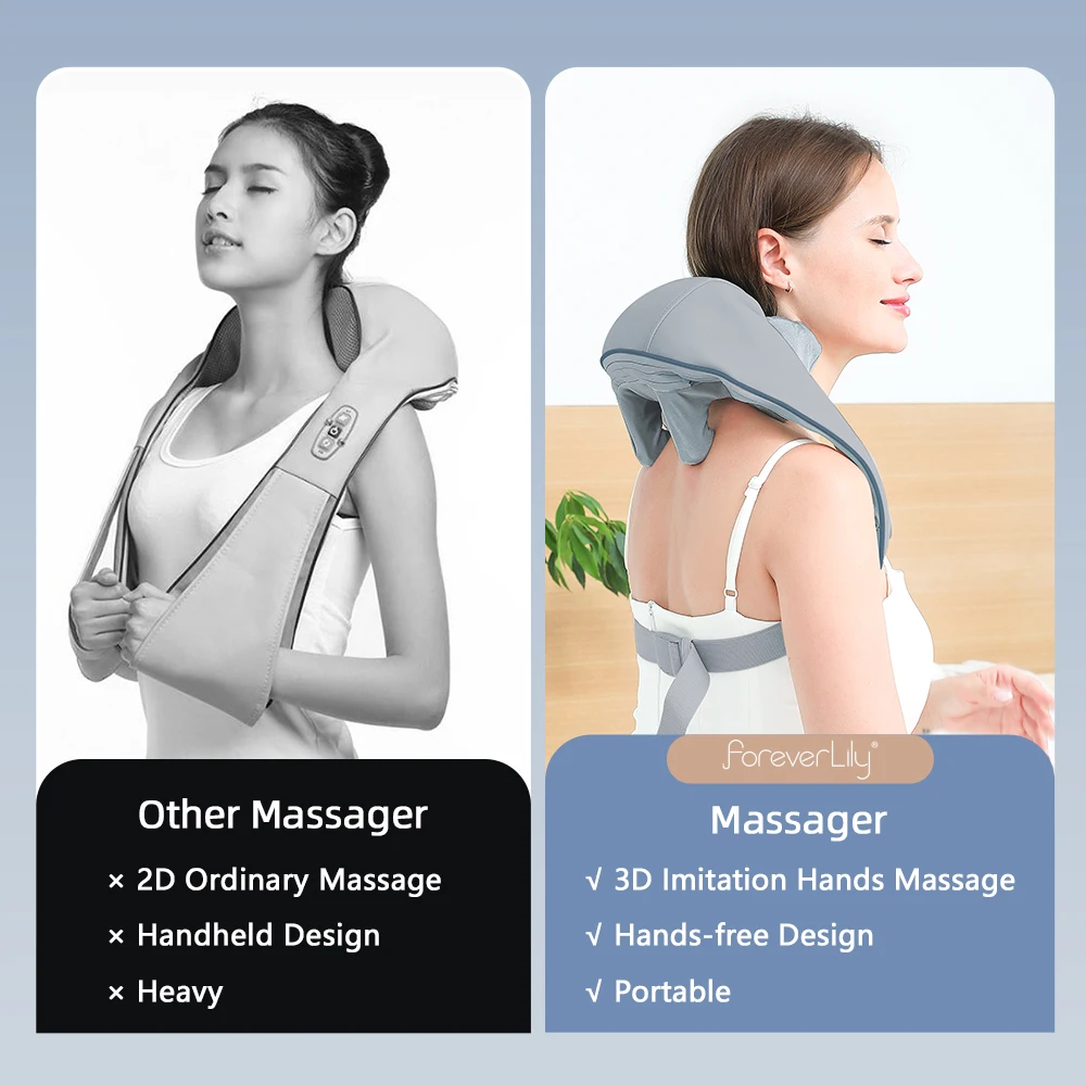 Foreverlily 26W Neck And Shoulder Massager Wireless Shoulder And Back Kneading Massage Shawl Trapezius Neck Cervical masajeador Foreverlily 26W Neck And Shoulder Massager Wireless Shoulder And Back Kneading Massage Shawl Trapezius Neck Cervical masajeador