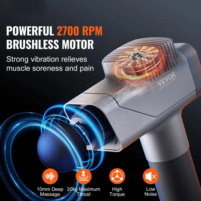Massage Gun Deep Tissue, Percussion Muscle Massager for Athletes - with 8 Speed Levels & 6 Massage Heads, 16V 2500mAh Batteries Massage Gun Deep Tissue, Percussion Muscle Massager for Athletes - with 8 Speed Levels & 6 Massage Heads, 16V 2500mAh Batteries