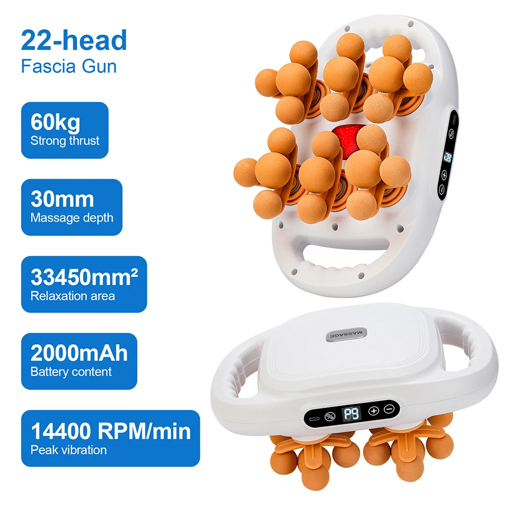 22-Head Fascia Gun High-Frequency Vibration Body Massage Gun Back and Waist Massager Massager Neck Shoulder Massager masajeador 22-Head Fascia Gun High-Frequency Vibration Body Massage Gun Back and Waist Massager Massager Neck Shoulder Massager masajeador