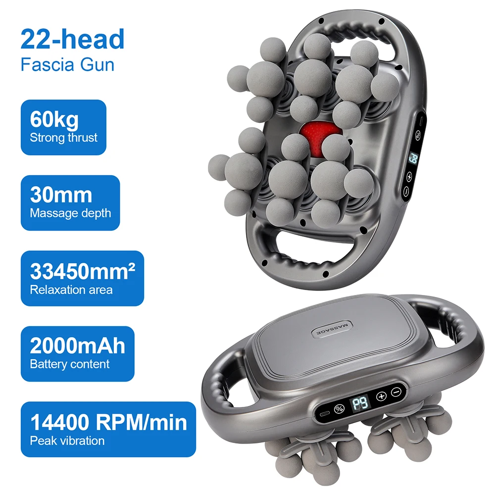 22-Head Fascia Gun High-Frequency Vibration Body Massage Gun Back and Waist Massager Massager Neck Shoulder Massager masajeador 22-Head Fascia Gun High-Frequency Vibration Body Massage Gun Back and Waist Massager Massager Neck Shoulder Massager masajeador