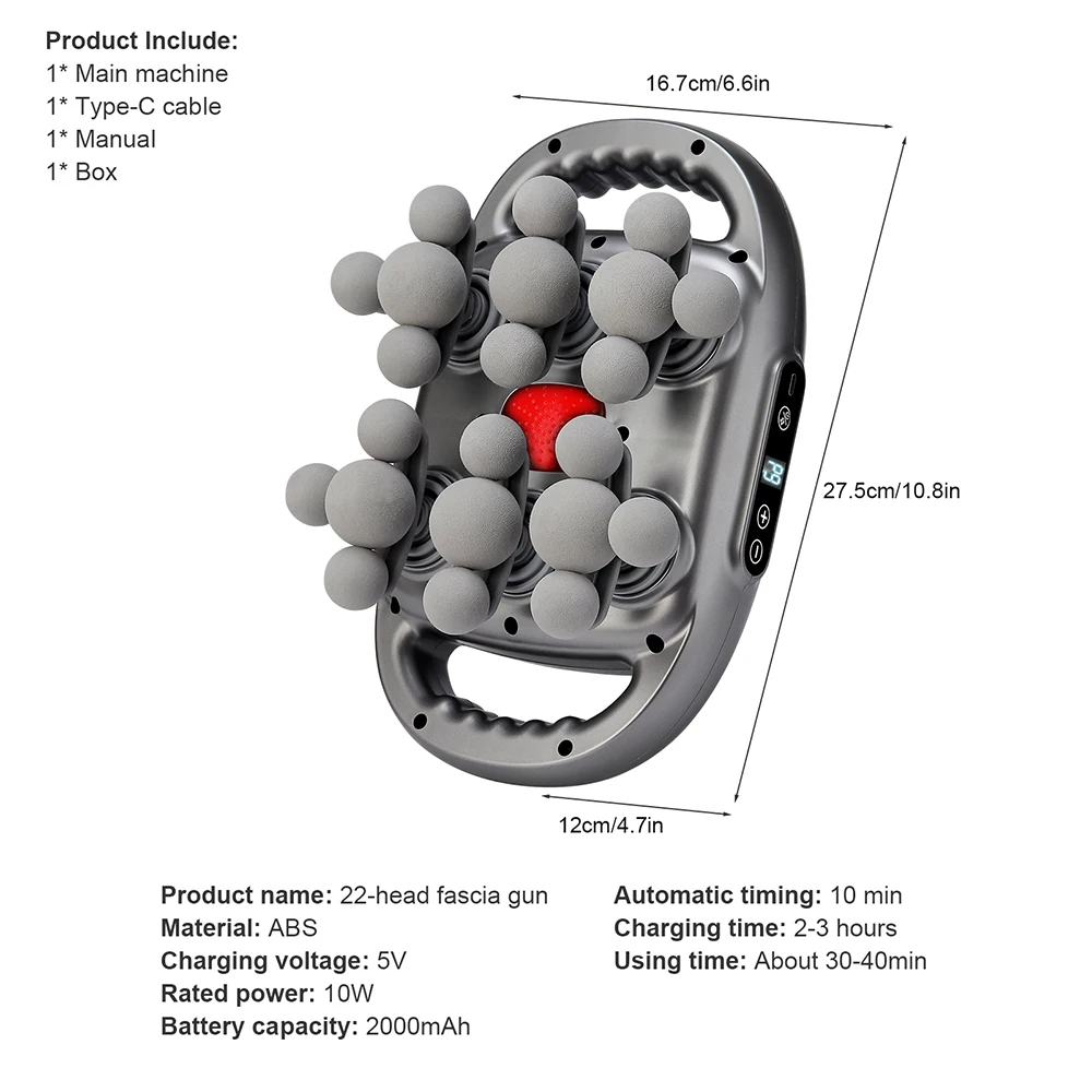 22-Head Fascia Gun High-Frequency Vibration Body Massage Gun Back and Waist Massager Massager Neck Shoulder Massager masajeador 22-Head Fascia Gun High-Frequency Vibration Body Massage Gun Back and Waist Massager Massager Neck Shoulder Massager masajeador