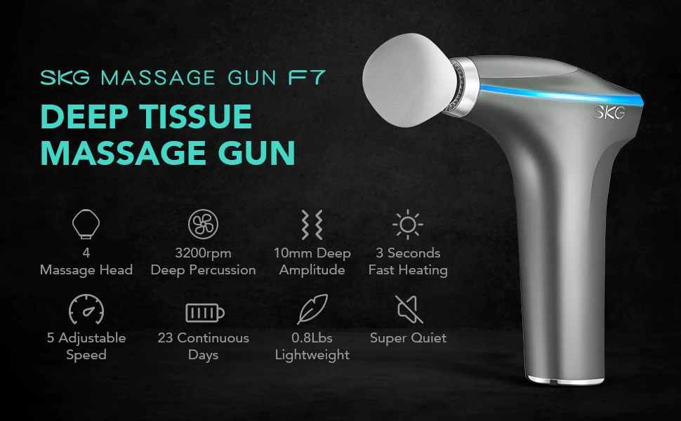 SKG F7-E Massage Gun with Heat, Professional Massage Gun Deep Tissue Handheld Muscle Massager for Athlete Post-Sport Pain Relief SKG F7-E Massage Gun with Heat, Professional Massage Gun Deep Tissue Handheld Muscle Massager for Athlete Post-Sport Pain Relief