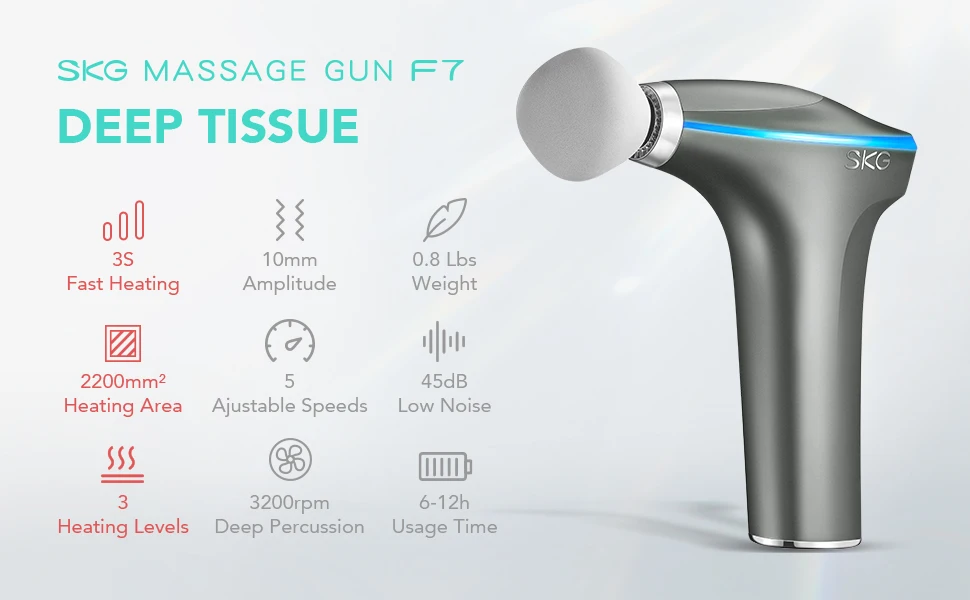 SKG F7-E Massage Gun with Heat, Professional Massage Gun Deep Tissue Handheld Muscle Massager for Athlete Post-Sport Pain Relief SKG F7-E Massage Gun with Heat, Professional Massage Gun Deep Tissue Handheld Muscle Massager for Athlete Post-Sport Pain Relief