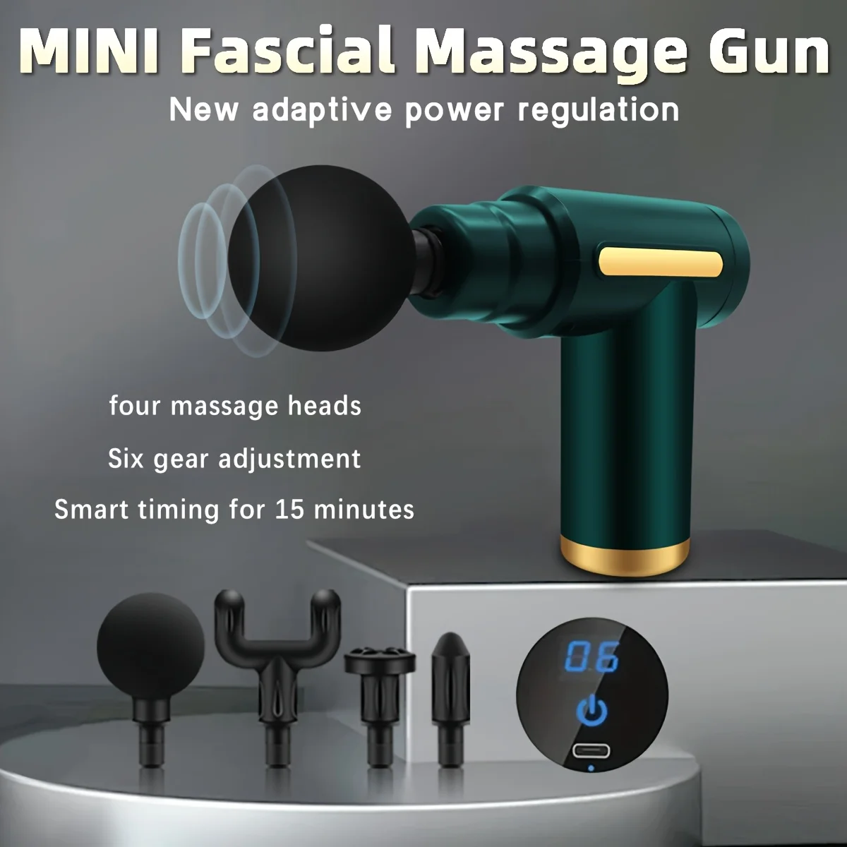Portable digital fascia gun, convenient electric massager, LED display screen with six adjustable levels,silent and long-lasting Portable digital fascia gun, convenient electric massager, LED display screen with six adjustable levels,silent and long-lasting
