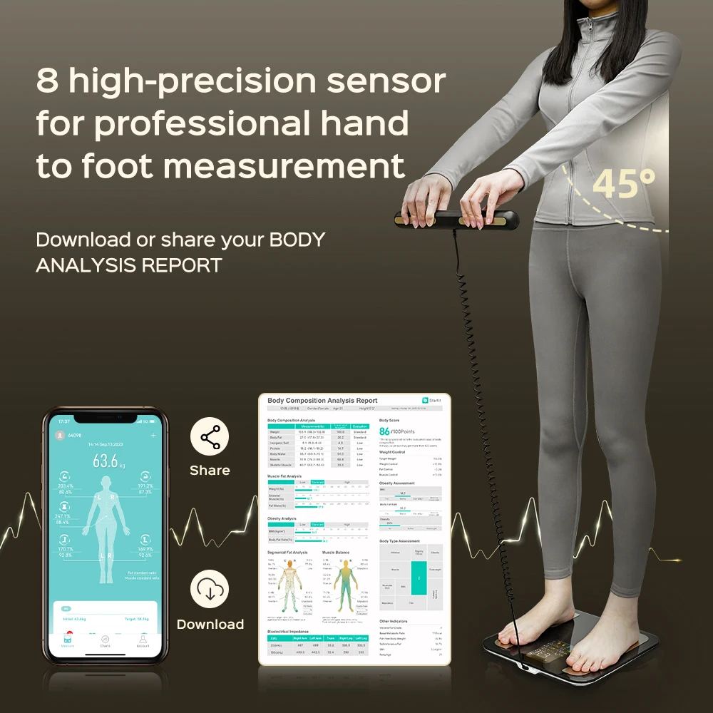 Smart Bioimpedance Scale 8 Electrode BMI Body Mass Index Scale Body Fat Scale Weight Balance Scale Smart Body Composition Scale Smart Bioimpedance Scale 8 Electrode BMI Body Mass Index Scale Body Fat Scale Weight Balance Scale Smart Body Composition Scale