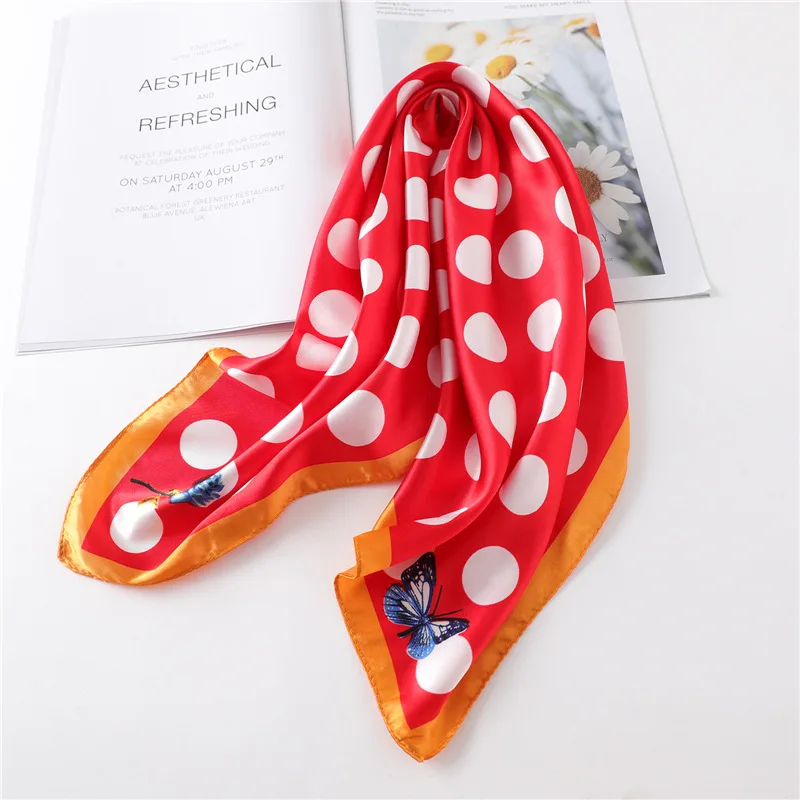 2024 Korean Fashion Dot Butterfly 60x60cm Square Scarf Silk Chiffon Girl Kerchief Wristband Luxury Bandana Women Headscarf Hijab 2024 Korean Fashion Dot Butterfly 60x60cm Square Scarf Silk Chiffon Girl Kerchief Wristband Luxury Bandana Women Headscarf Hijab