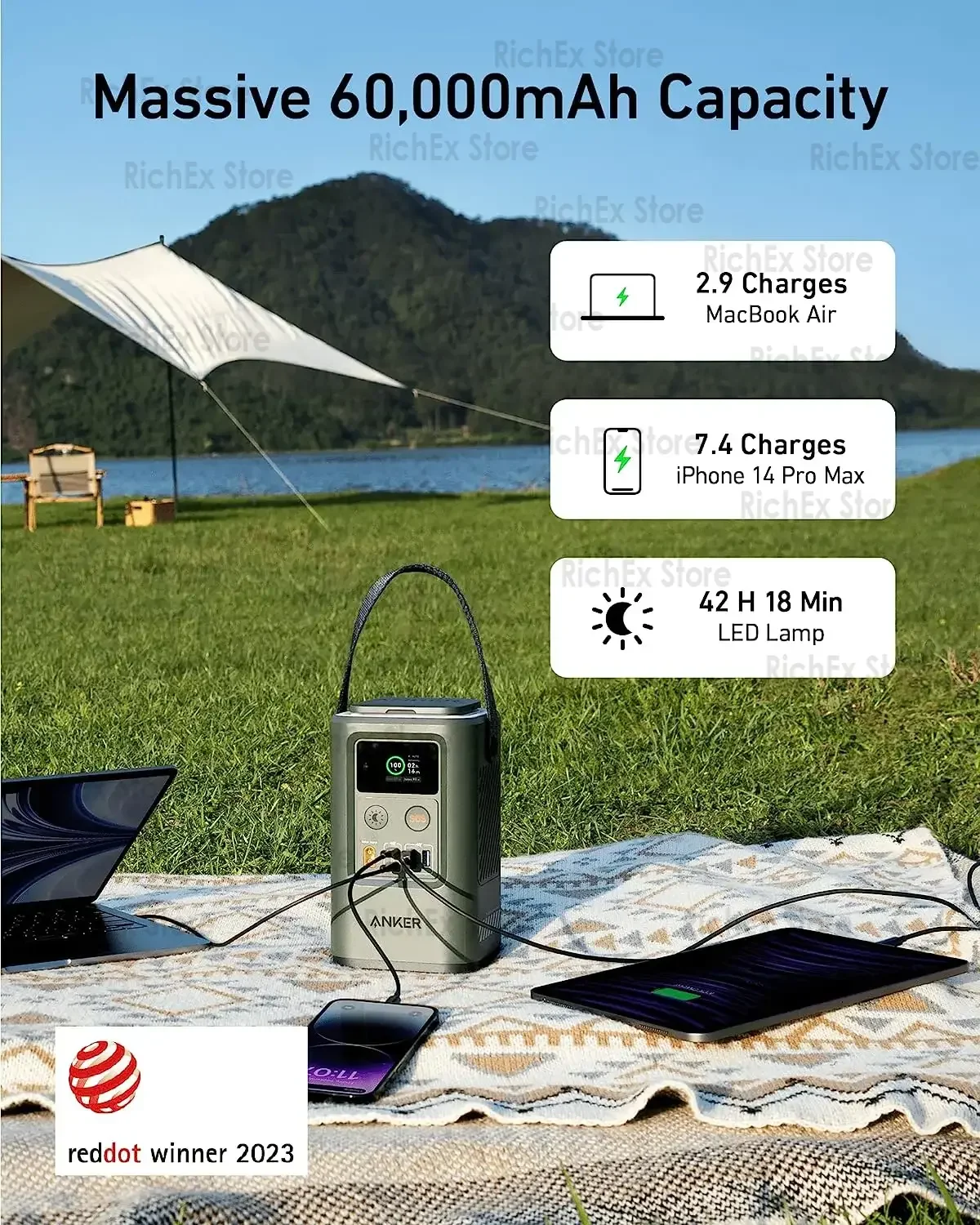 New Anker Power Bank (PowerCore Reserve 192Wh) 60000mAh LiFePO4 Portable Charger with Smart Digital Display New Anker Power Bank (PowerCore Reserve 192Wh) 60000mAh LiFePO4 Portable Charger with Smart Digital Display