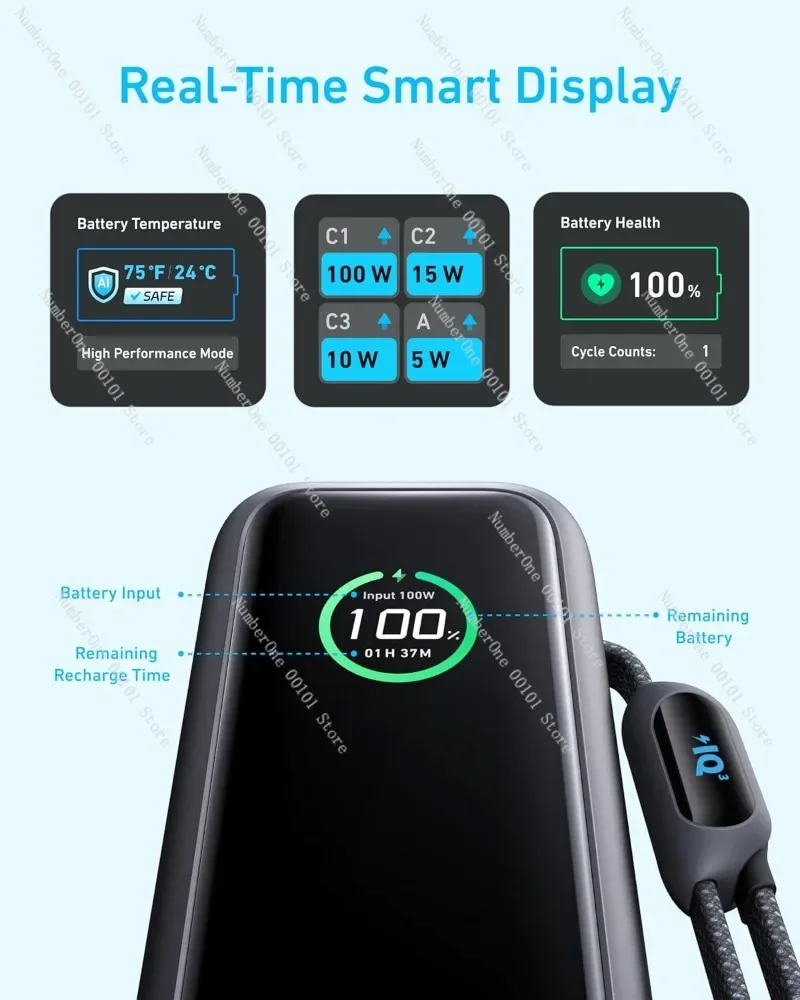 Anker Power Bank 25,000mAh 165W Ultra-Fast Portable Charger for Dual Laptops,Fast Charging Battery Pack with Built-In and Cables Anker Power Bank 25,000mAh 165W Ultra-Fast Portable Charger for Dual Laptops,Fast Charging Battery Pack with Built-In and Cables