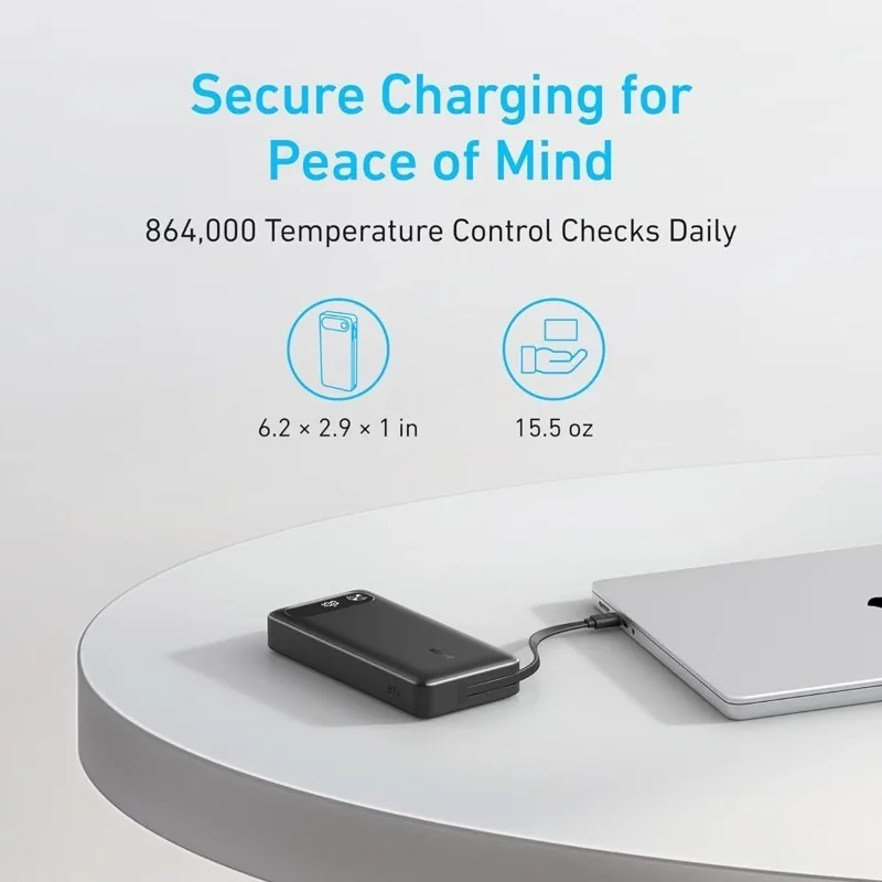 Anker Power Bank 20,000mAh Portable Charger with Built-in USB-C Cable 87W Max Fast Charging Battery Pack 2 USB-C and 1 USB-A Anker Power Bank 20,000mAh Portable Charger with Built-in USB-C Cable 87W Max Fast Charging Battery Pack 2 USB-C and 1 USB-A