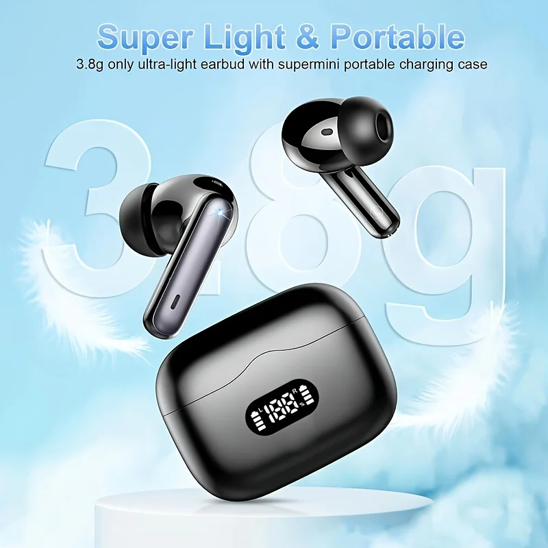 Wireless Earphone 40dB Noise Cancelling Bluetooth 5.3 Headphone 6 Mic ENC with LED Display HD Call TWS Earbuds Transparency Mode Wireless Earphone 40dB Noise Cancelling Bluetooth 5.3 Headphone 6 Mic ENC with LED Display HD Call TWS Earbuds Transparency Mode