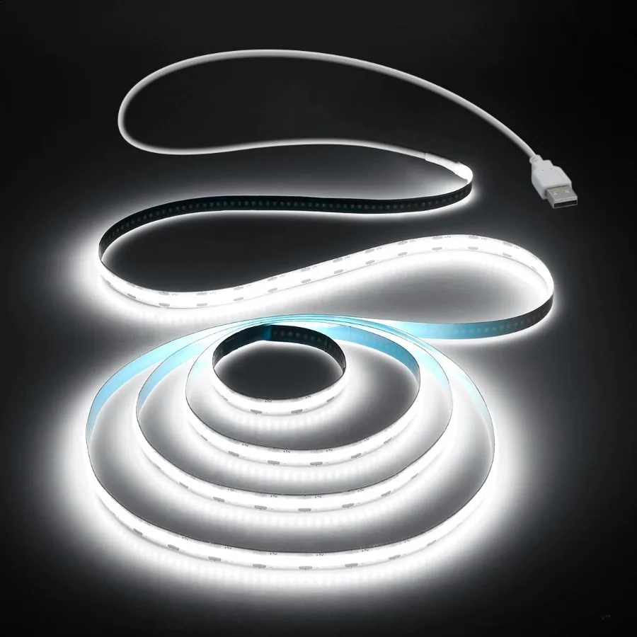 USB Led Light Strip COB Led Strip Lights 5V Daylight Cold White 6000K 3.28FT 320Leds Flexible TV Led Lights USB Powered 1M for USB Led Light Strip COB Led Strip Lights 5V Daylight Cold White 6000K 3.28FT 320Leds Flexible TV Led Lights USB Powered 1M for