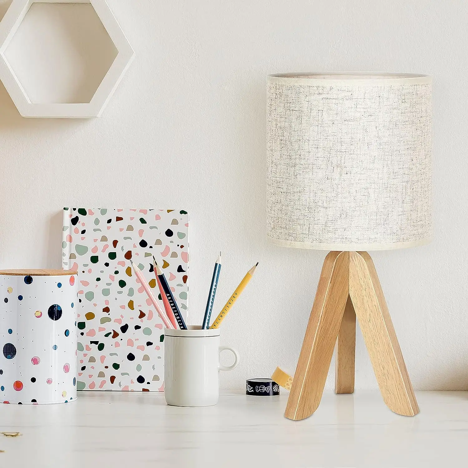 Bedroom Table Lamp Wooden Desk Lamp Bedside Nightstand Lamp Linen Lamp Shade Bedroom Table Lamp Wooden Desk Lamp Bedside Nightstand Lamp Linen Lamp Shade