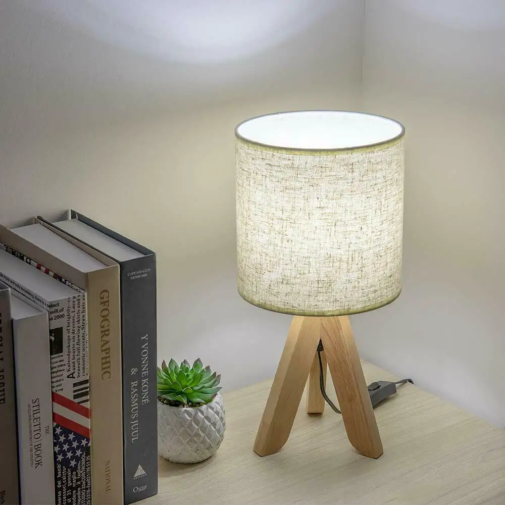 Bedroom Table Lamp Wooden Desk Lamp Bedside Nightstand Lamp Linen Lamp Shade Bedroom Table Lamp Wooden Desk Lamp Bedside Nightstand Lamp Linen Lamp Shade