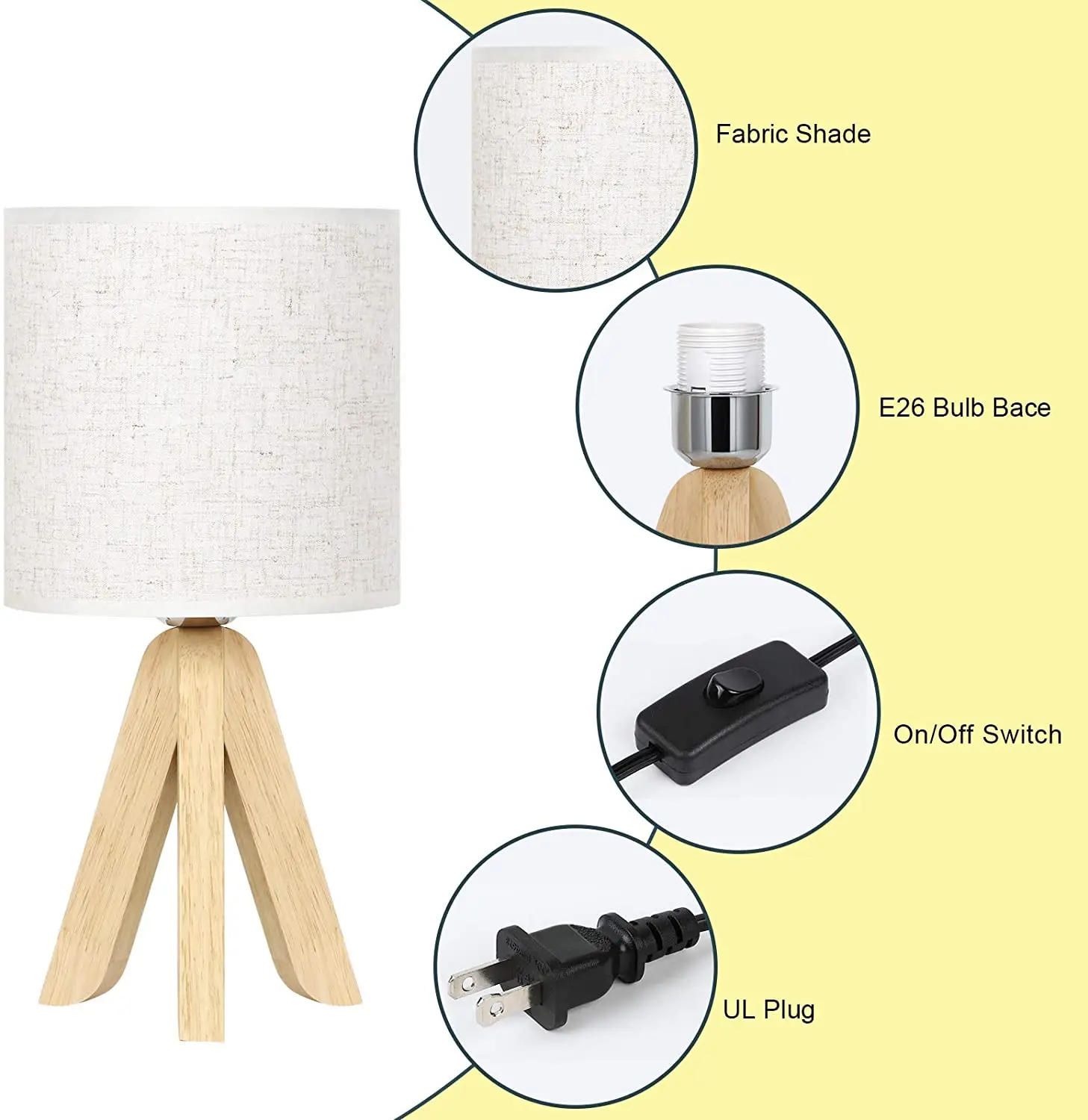 Bedroom Table Lamp Wooden Desk Lamp Bedside Nightstand Lamp Linen Lamp Shade Bedroom Table Lamp Wooden Desk Lamp Bedside Nightstand Lamp Linen Lamp Shade