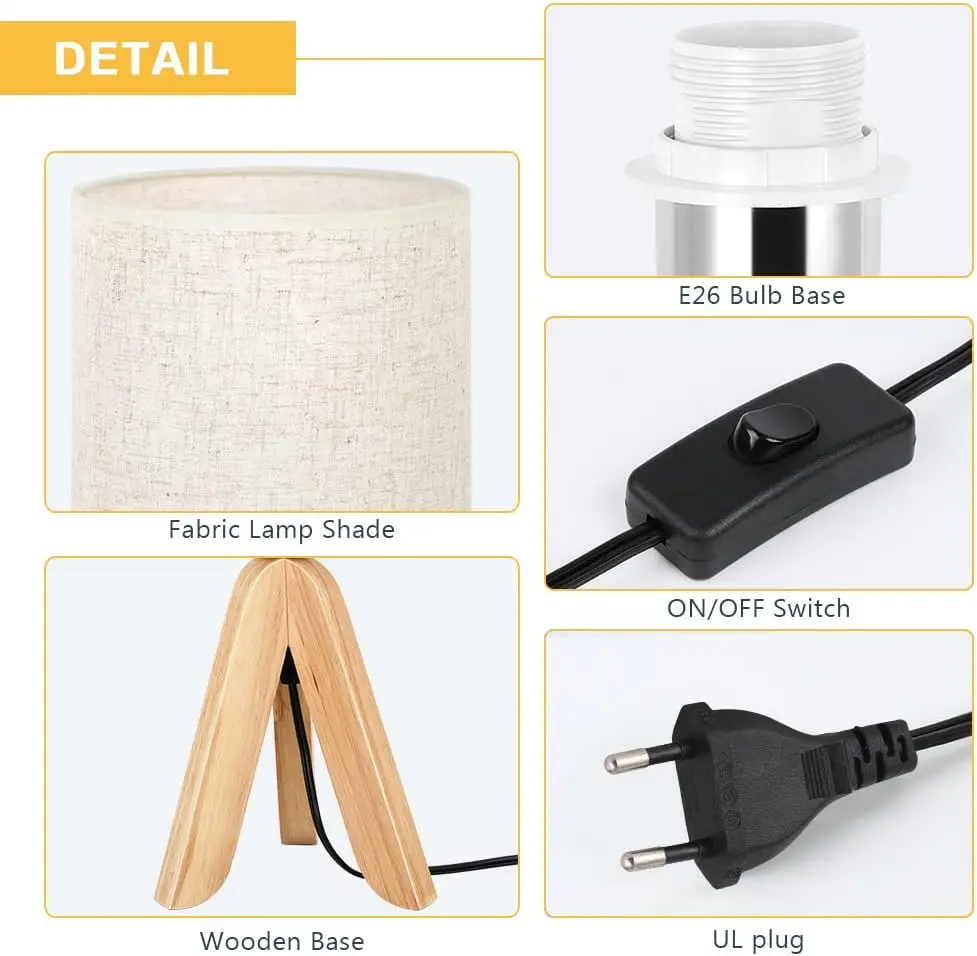 Bedroom Table Lamp Wooden Desk Lamp Bedside Nightstand Lamp Linen Lamp Shade Bedroom Table Lamp Wooden Desk Lamp Bedside Nightstand Lamp Linen Lamp Shade