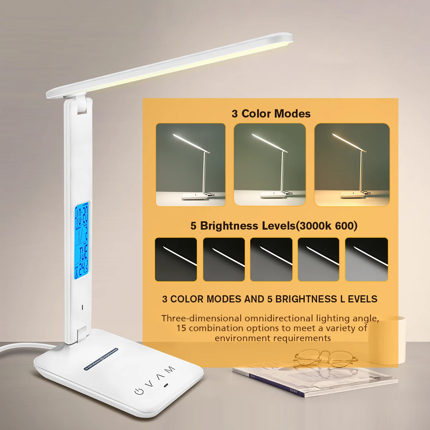 LAOPAO 10W QI Wireless Charging LED Desk Lamp USB Charging Port Sliding Dimmable Auto Timer with Night Light Table Lamp LAOPAO 10W QI Wireless Charging LED Desk Lamp USB Charging Port Sliding Dimmable Auto Timer with Night Light Table Lamp