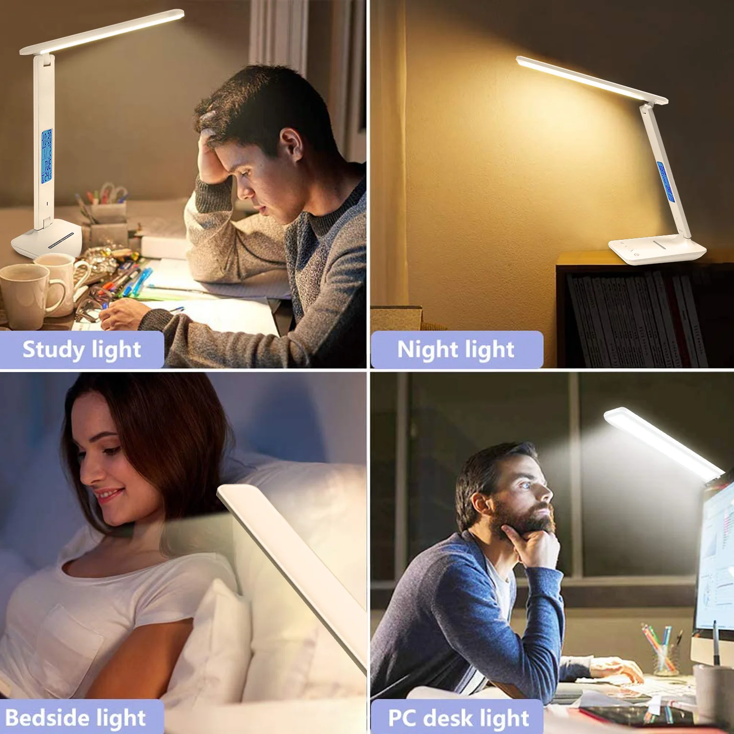 LAOPAO 10W QI Wireless Charging LED Desk Lamp USB Charging Port Sliding Dimmable Auto Timer with Night Light Table Lamp LAOPAO 10W QI Wireless Charging LED Desk Lamp USB Charging Port Sliding Dimmable Auto Timer with Night Light Table Lamp