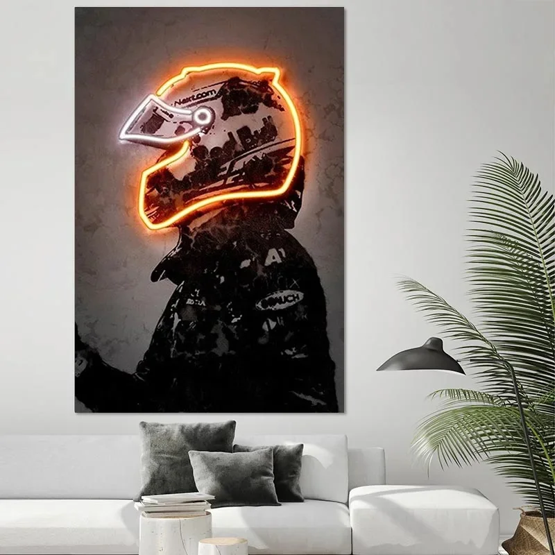 Modern Cool Poster Wall Art Neon Motorcycle Helmet Simple Posters Canvas Prints Painting Home Bedroom Living Room Decor Gift Modern Cool Poster Wall Art Neon Motorcycle Helmet Simple Posters Canvas Prints Painting Home Bedroom Living Room Decor Gift