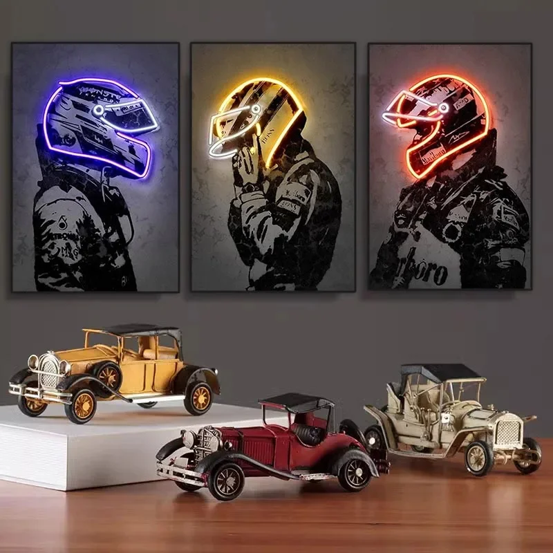 Modern Cool Poster Wall Art Neon Motorcycle Helmet Simple Posters Canvas Prints Painting Home Bedroom Living Room Decor Gift Modern Cool Poster Wall Art Neon Motorcycle Helmet Simple Posters Canvas Prints Painting Home Bedroom Living Room Decor Gift