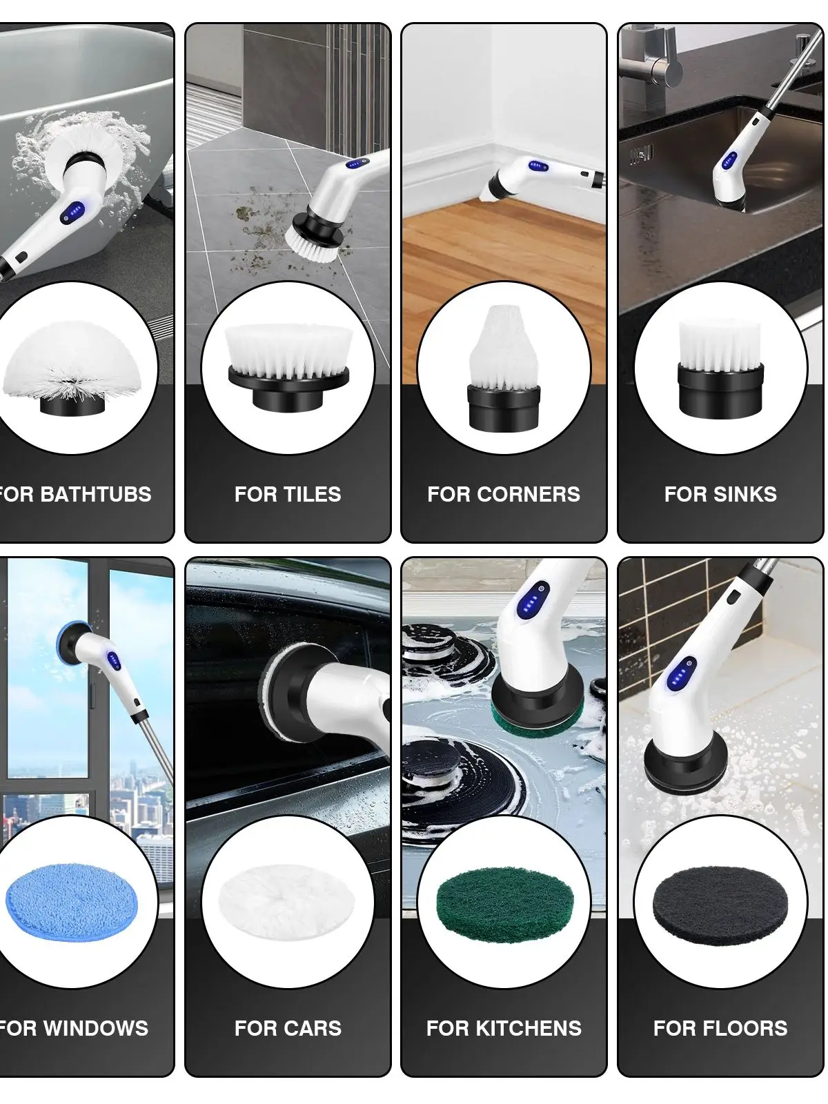 DayPlus Cordless Electric Cleaning Brush 10-in-1 Multifunctional Spin Scrubber Kitchen Bathroom Cleaning Brush Rotary Cleaner DayPlus Cordless Electric Cleaning Brush 10-in-1 Multifunctional Spin Scrubber Kitchen Bathroom Cleaning Brush Rotary Cleaner