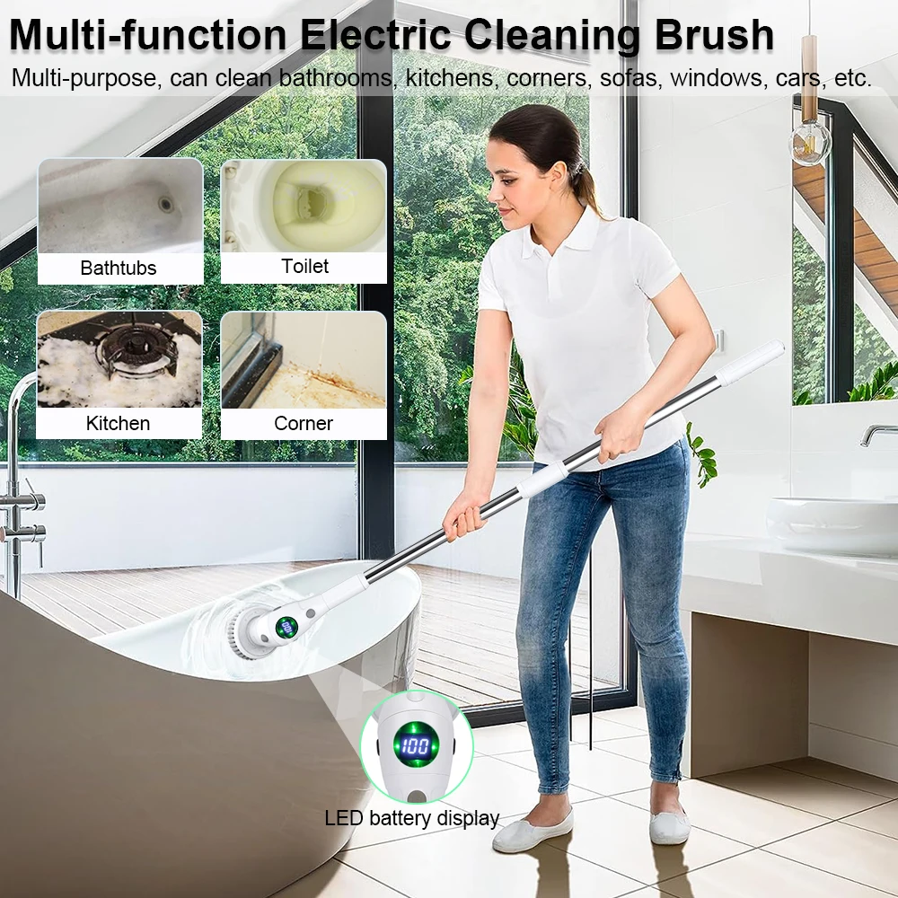 Electric Cleaning Brush 8 in 1 Multifunctional Household Wireless Rotatable Cleaning Brush For Bathroom Kitchen Windows Toilet Electric Cleaning Brush 8 in 1 Multifunctional Household Wireless Rotatable Cleaning Brush For Bathroom Kitchen Windows Toilet