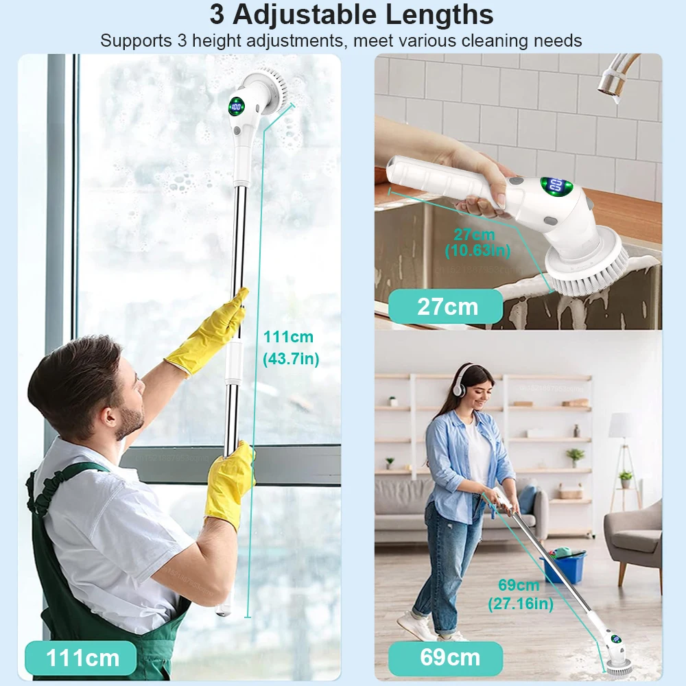 Electric Cleaning Brush 8 in 1 Multifunctional Household Wireless Rotatable Cleaning Brush For Bathroom Kitchen Windows Toilet Electric Cleaning Brush 8 in 1 Multifunctional Household Wireless Rotatable Cleaning Brush For Bathroom Kitchen Windows Toilet