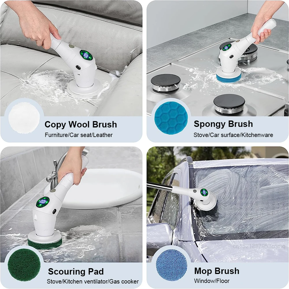 Electric Cleaning Brush 8 in 1 Multifunctional Household Wireless Rotatable Cleaning Brush For Bathroom Kitchen Windows Toilet Electric Cleaning Brush 8 in 1 Multifunctional Household Wireless Rotatable Cleaning Brush For Bathroom Kitchen Windows Toilet
